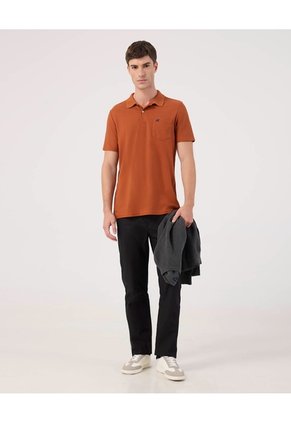 Polo Unicolor Con Bolsillo Para Hombre Naranja Patprimo