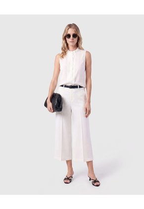Blusa Con Cuello Alto Y Pliegues Mujer Para Mujer Blanco Patprimo