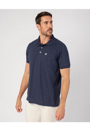 Polo Estampada Con Bolsillo En Lateral Para Hombre Azul Patprimo