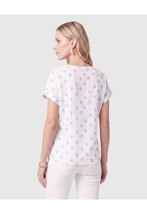 Blusa Con Mangas Con Dobladillo Para Mujer  Para Mujer Blanco Patprimo