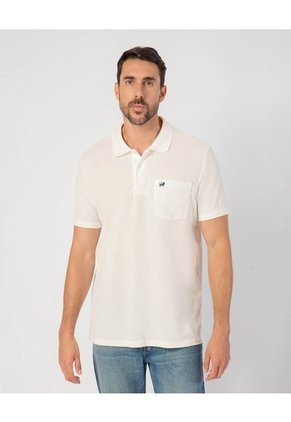 Polo Unicolor Con Bolsillo Para Hombre Crema Patprimo