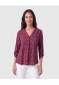 Blusa Manga 3/4 Con Pliegue Para Mujer  Para Mujer Vino Patprimo de Patprimo