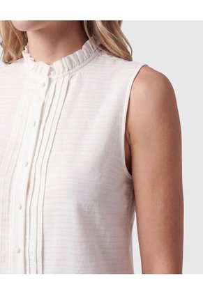 Blusa Con Cuello Alto Y Pliegues Mujer Para Mujer Blanco Patprimo