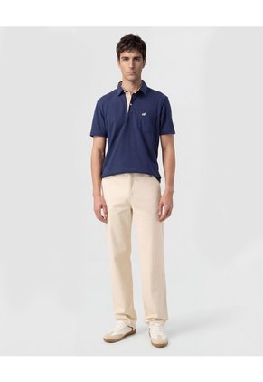Polo Unicolor, Cuello Duro Con Bolsillo Y Silueta Regular Fit  Para Hombre Azul Patprimo