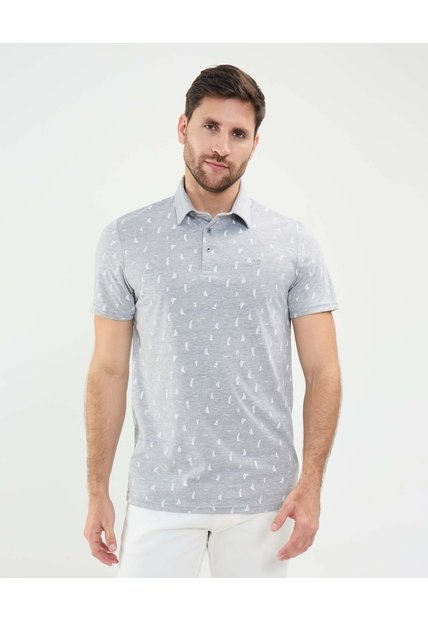 Polo Estampado De Barcos  Para Hombre Gris Patprimo
