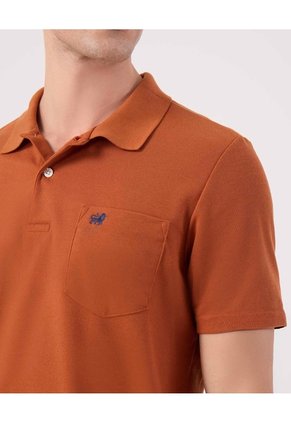 Polo Unicolor Con Bolsillo Para Hombre Naranja Patprimo