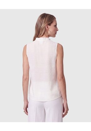 Blusa Con Cuello Alto Y Pliegues Mujer Para Mujer Blanco Patprimo