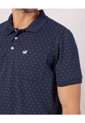 Polo Estampada Con Bolsillo En Lateral Para Hombre Azul Patprimo