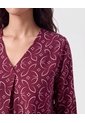 Blusa Manga 3/4 Con Pliegue Para Mujer  Para Mujer Vino Patprimo de Patprimo