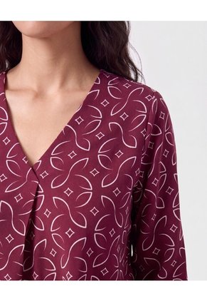 Blusa Manga 3/4 Con Pliegue Para Mujer  Para Mujer Vino Patprimo