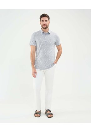 Polo Estampado De Barcos  Para Hombre Gris Patprimo