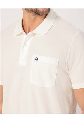 Polo Unicolor Con Bolsillo Para Hombre Crema Patprimo
