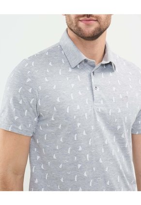Polo Estampado De Barcos  Para Hombre Gris Patprimo