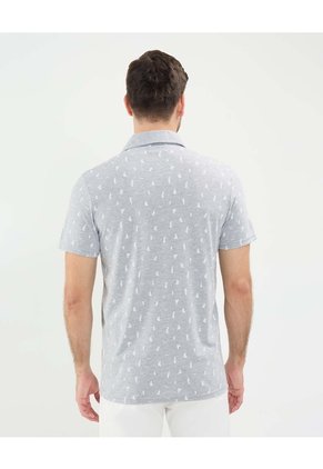 Polo Estampado De Barcos  Para Hombre Gris Patprimo