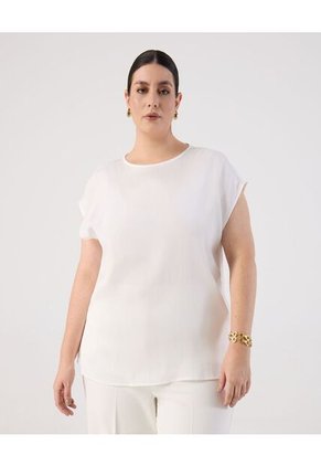 Blusa  Para Mujer Manga Corta Color Blanco Marca Patprimo #14121416