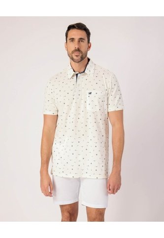 Polo Con Microestampado   Para Hombre Crema Patprimo Patprimo