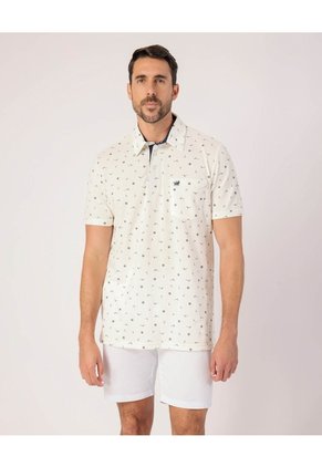 Polo Con Microestampado Para Hombre Crema Patprimo