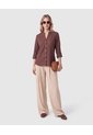 Blusa Con Bolsillos Frontales Para Mujer  Para Mujer Café Patprimo de Patprimo
