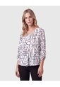 Blusa Manga 3/4 Con Pliegue Para Mujer  Para Mujer Blanco Patprimo de Patprimo