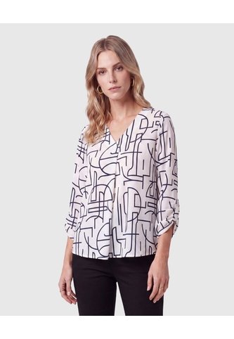 Blusa Manga 3/4 Con Pliegue Para Mujer  Para Mujer Blanco Patprimo Patprimo