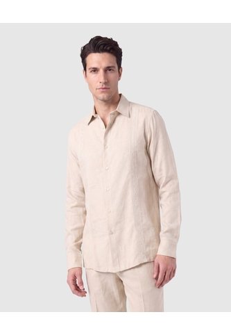 Guayabera Manga Larga Hombre Con Bordados  Para Hombre Beige Patprimo Patprimo