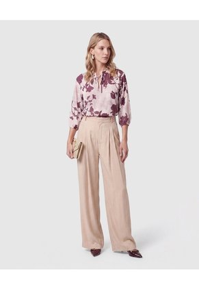 Blusa Estampada Con Cierre De Lazada Para Mujer Para Mujer Morado Patprimo
