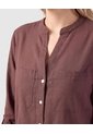 Blusa Con Bolsillos Frontales Para Mujer  Para Mujer Café Patprimo de Patprimo
