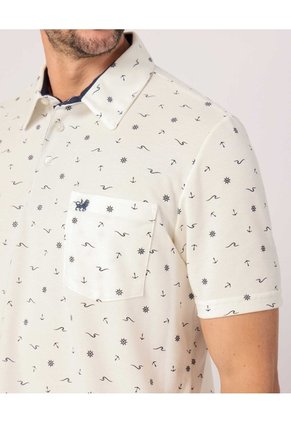 Polo Con Microestampado Para Hombre Crema Patprimo