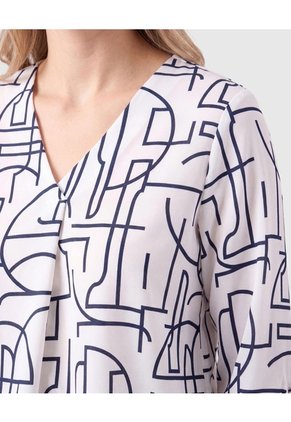 Blusa Manga 3/4 Con Pliegue Para Mujer Para Mujer Blanco Patprimo