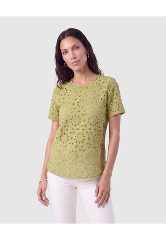 Blusa Con Perforaciones Detalladas Para Mujer  Para Mujer Verde Patprimo Patprimo