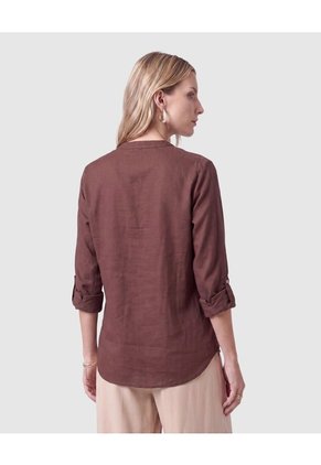 Blusa Con Bolsillos Frontales Para Mujer Para Mujer Café Patprimo