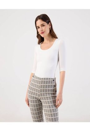 Camiseta  Para Mujer Manga 3/4 Cuello Redondo Color Blanco Marca Patprimo #30098478