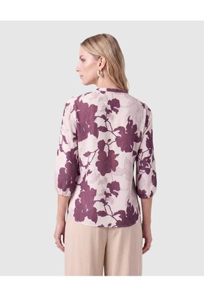 Blusa Estampada Con Cierre De Lazada Para Mujer Para Mujer Morado Patprimo