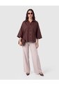 Camisa Mujer Manga 3/4 Unicolor Con Bolsillos  Para Mujer Café Patprimo de Patprimo