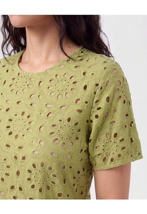 Blusa Con Perforaciones Detalladas Para Mujer  Para Mujer Verde Patprimo