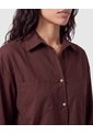 Camisa Mujer Manga 3/4 Unicolor Con Bolsillos  Para Mujer Café Patprimo de Patprimo
