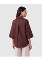 Camisa Mujer Manga 3/4 Unicolor Con Bolsillos  Para Mujer Café Patprimo de Patprimo