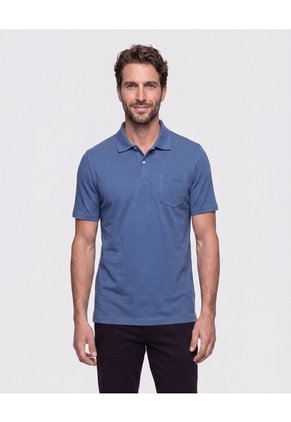 Polo Unicolor Con Bolsillo Para Hombre Azul Patprimo