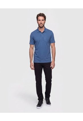 Polo Unicolor Con Bolsillo Para Hombre Azul Patprimo