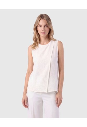 Blusa Sin Mangas Con Pliegue Para Mujer  Para Mujer Blanco Patprimo Patprimo