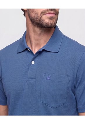 Polo Unicolor Con Bolsillo Para Hombre Azul Patprimo