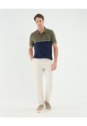 Polo Cuello Tejido Con Bloque De Color Para Hombre  Para Hombre Verde Patprimo