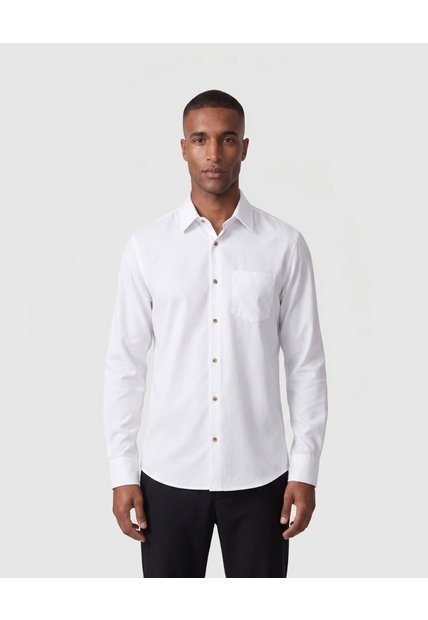 Camisa Manga Larga Con Bolsillo Para Hombre  Para Hombre Blanco Patprimo