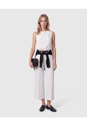 Blusa Sin Mangas Con Pliegue Para Mujer  Para Mujer Blanco Patprimo