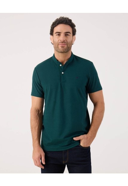 Polo Unicolor Con Bordado  Para Hombre Verde Patprimo