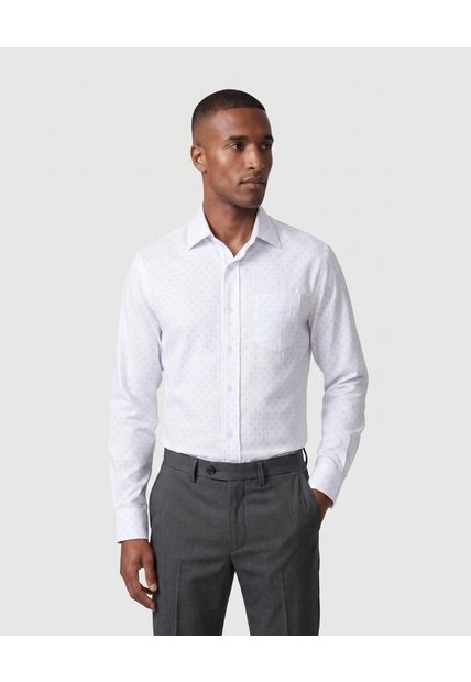 Camisa Estampada De Manga Larga Hombre  Para Hombre Blanco Patprimo