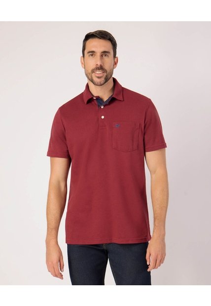 Polo Unicolor, Cuello Duro Con Bolsillo Y Silueta Regular Fit Naranja  Para Hombre Rojo Patprimo