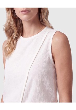 Blusa Sin Mangas Con Pliegue Para Mujer  Para Mujer Blanco Patprimo
