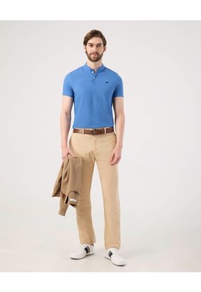Polo Unicolor Con Bordado  Para Hombre Azul Patprimo