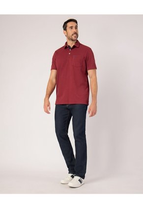 Polo Unicolor, Cuello Duro Con Bolsillo Y Silueta Regular Fit Naranja  Para Hombre Rojo Patprimo